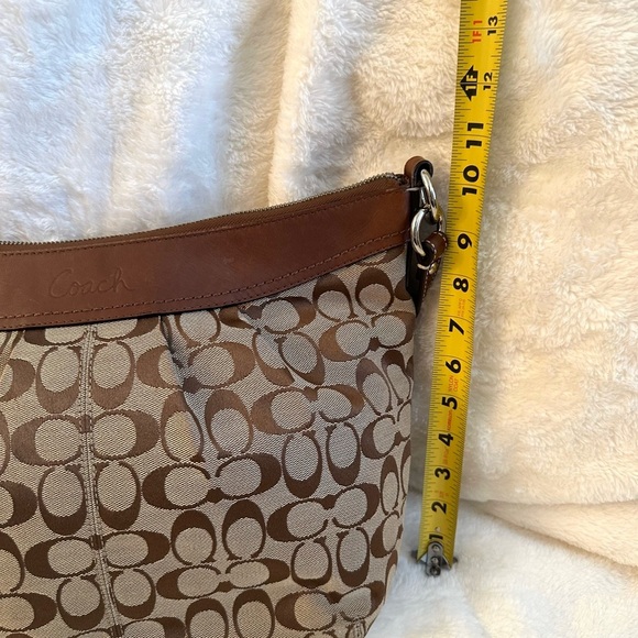 Coach Signature Brown and Tan Hobo Shoulder Bag - Picture 12 of 16
